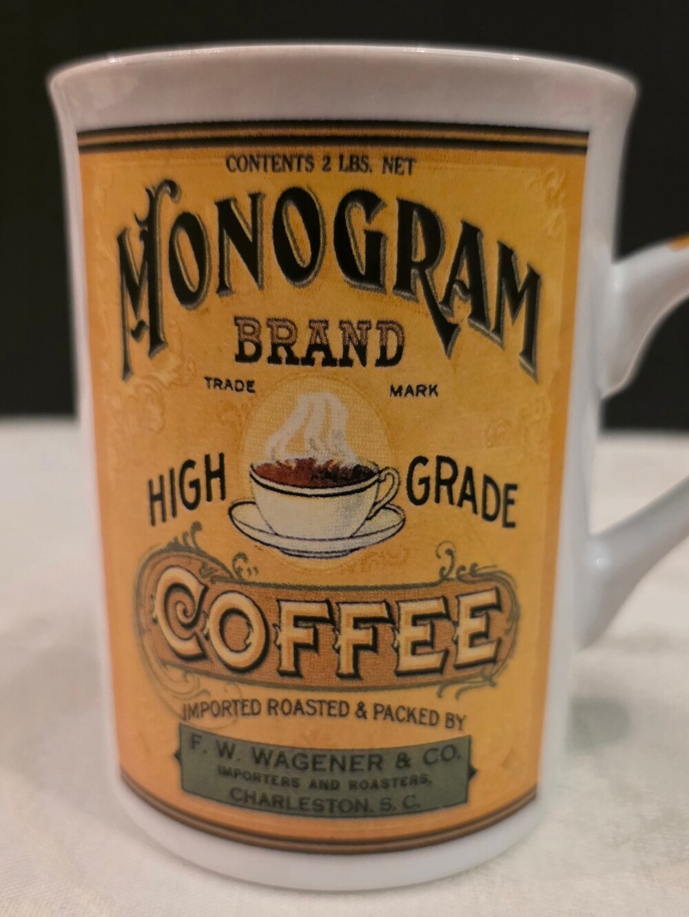 Vtg Monogram Brand High Grade Coffee Mug-Mary Henry California Pantry 12 Oz